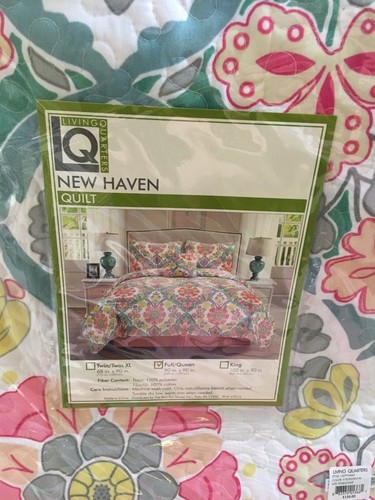 Living Quarters New Haven Quilt Bedspread Full/Queen Mulit-Color Pink Brand New - Picture 2 of 3