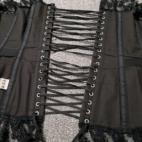 Corset Lingerie Womens 28" Black With Lace Up Boned Shaper Top