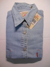 LEVI'S Western Red Tab Denim Long Sleeve Shirt Womens Medium New wTags Hong Kong