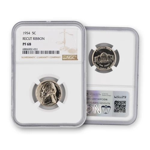 1954 Jefferson Nickel - Proof - Recut Ribbon - NGC 68 TOP POP (6 Known)