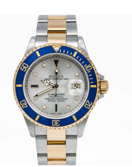 トニー Rolex Submariner 16613 40mm Silver Serti Dial Two-Tone Steel Gold