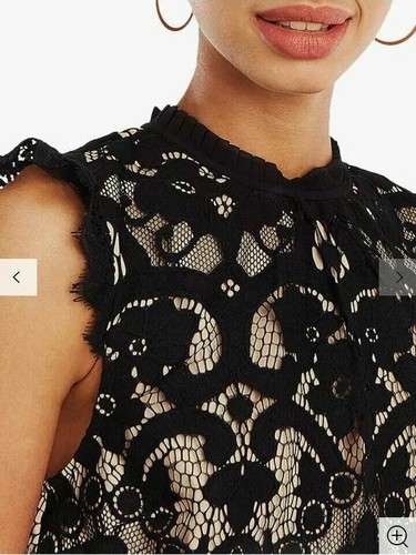 Stunning OASIS Portrait Style Shell Black Nude Lined Lace Top 12 Was £36 VGC - Picture 6 of 13