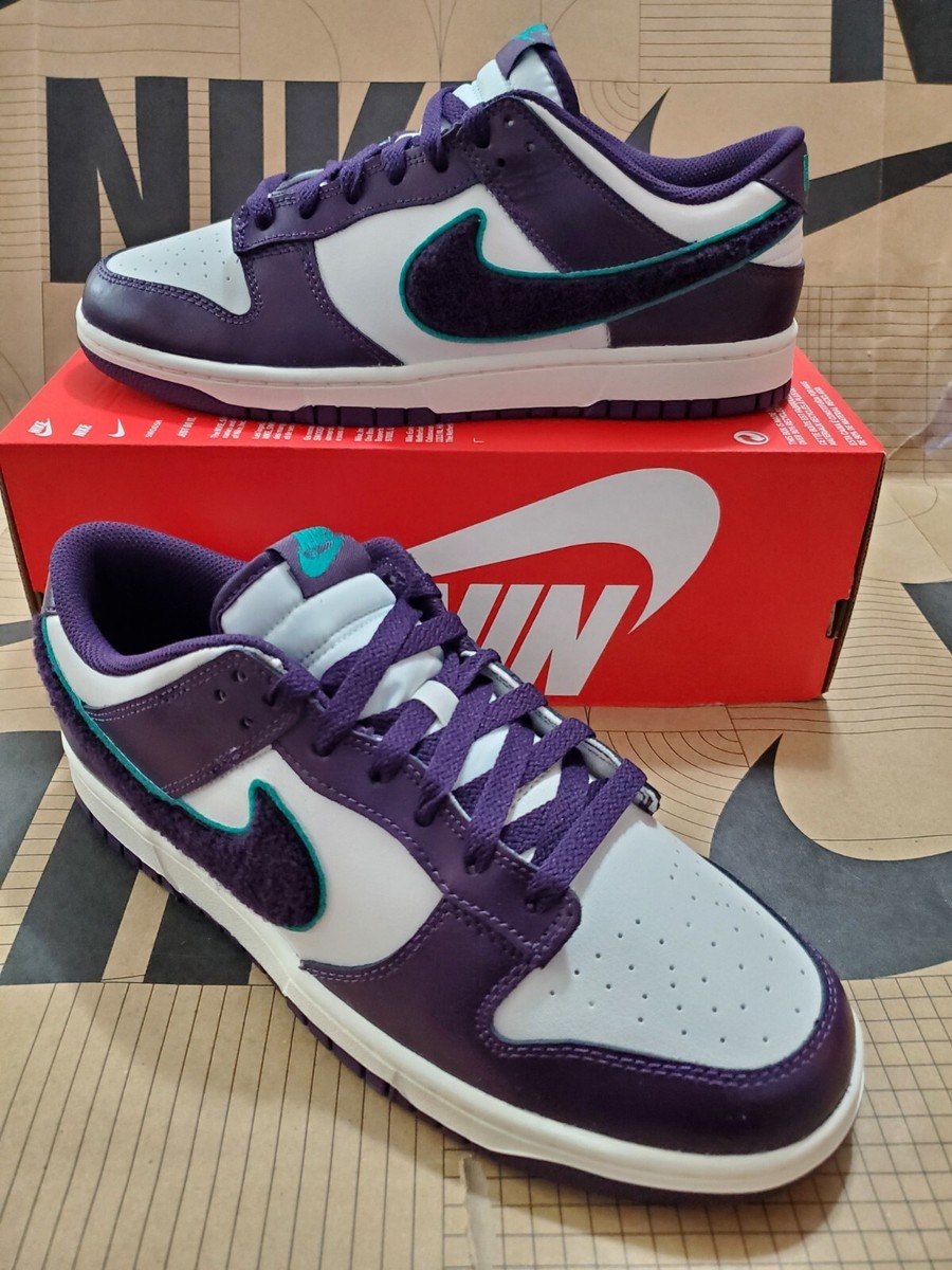 Nike DUNK LOW CHENILLE SWOOSH SAIL GRAND PURPLE DQ7683-100 Men's