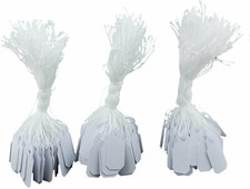 300 White Plastic String Price Tags Jewelry Ring Sale Display Labels 3/8" x...