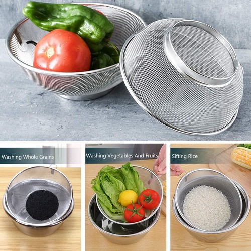 2 Pack Stainless Steel Mesh Colander Kitchen Fine Mesh Strainer Bowl