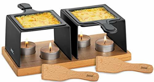 Appareil à raclette à la bougie pour 2 personnes en bois et métal noir
