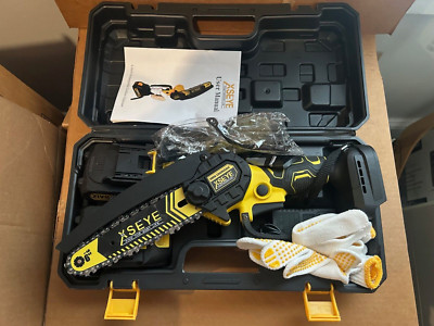 XSEYE Mini Chainsaw Cordless 6 Inch, Handhled Chainsaw W/ Auto Oiling System New