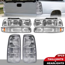Chrome Headlightstail Lights For 1999-2002 Chevy Silverado 1500 2500 3500 Lh Rh
