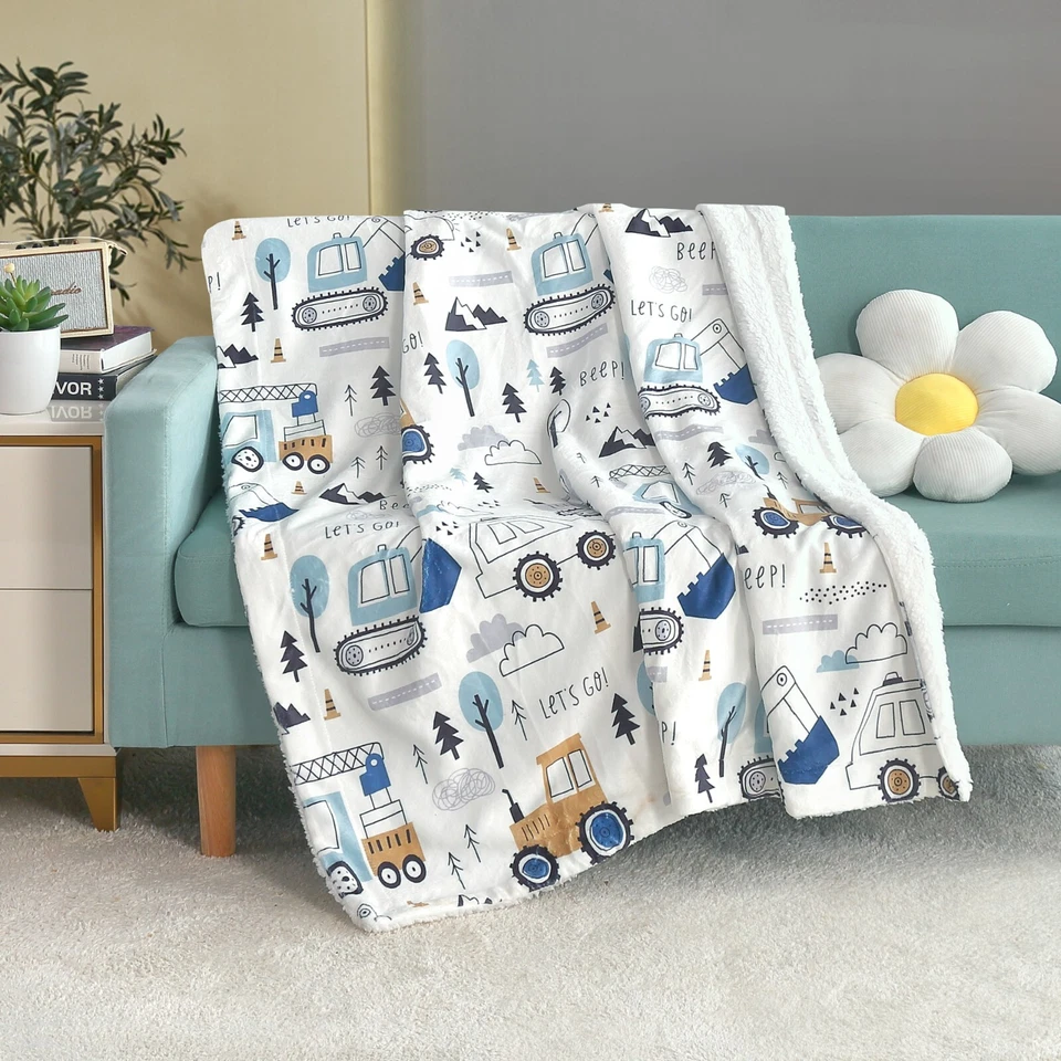 Printed Baby Kids Soft Warm Flannel Fleece Kiddie Throw Sherpa Blanket, 40 x 50” - Image 3 of 4