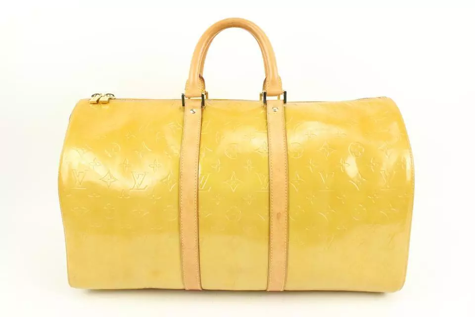 Louis Vuitton Yellow Monogram Vernis Mercer Keepall Duffle Bag 88lv317s