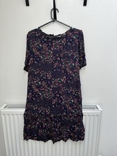 Fat Face Navy Crinkle Floral Dress. UK10.