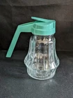 Vintage Federal Tool Corp Housewares Glass Syrup Pitcher Dispenser Blue Deco