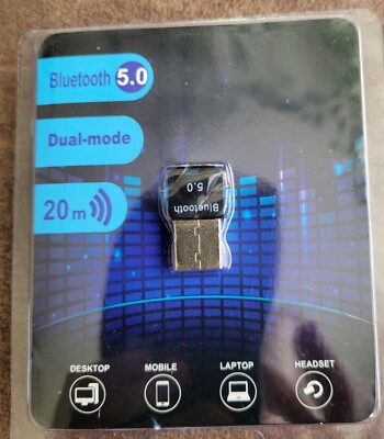 Bluetooth USB 5.0 Adapter Desktop Mobile Laptop Headset Dual Mode 20m