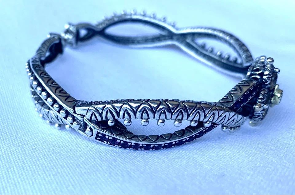 Brazalete con bisagras de flores de citrino y granate de 18 quilates Barbara Bixby Sterling Foto 3 de 4