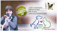 AO-4459-1, 2010, Adopt a Shelter Pet, Digital Color Postmark, First Day Cover, A