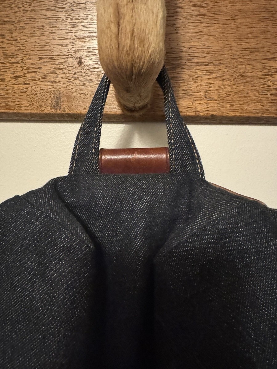 RRL SELVEDGE DENIM RUCKSACK BACKPACK ROUGH OUT SUEDE LEATHER CINCH