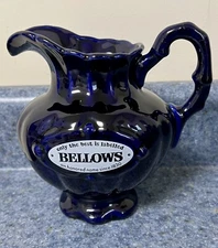 Vintage Bellows Cobalt Blue Pub Jug Pitcher  7" Tall Made in New York Preowned