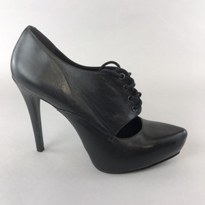 black lace up court heels