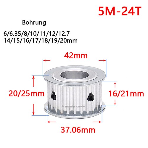 5M Riemenscheibe 10-100 Zähne Zahnrad Kein Schritt für 20mm Breite Zahnriemen - Picture 12 of 27