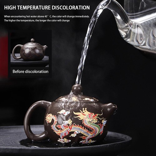 Tetera 135-350 ml arcilla multicolor hecha a mano dragón sólido fácil de llenar chino - Imagen 3 de 31