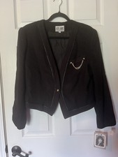Nwt Vintage City Girl Nancy Bolen Jacket Size 10 Black Retro Chic W Gold Embelli