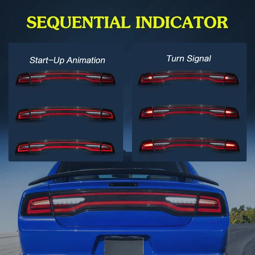 VLAND LED Tail lights Fit 2011-2014 Dodge Charger DRL Sequential & Animation L+R - Bild 6 von 9