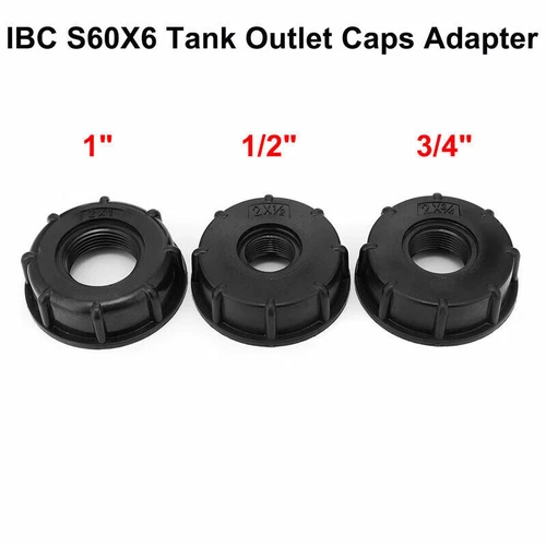 IBC Water Tote Tank Adapter 60mm Coarse Thread Outlet 1" 1/2" 3/4" - Picture 1 of 13
