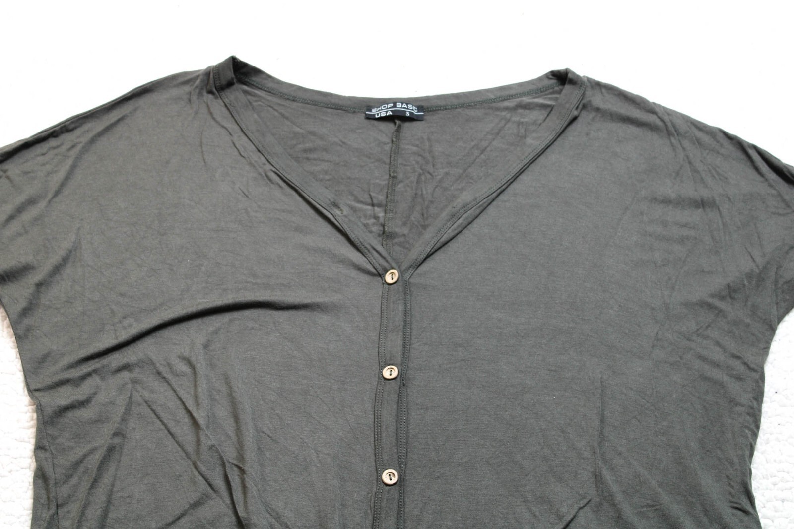 Shop Basic USA Tie Front Button Down Shirt Women'… - image 2