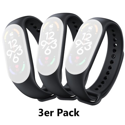 3er-Set Ersatz Armband Schwarz für Xiaomi Smart Band 7 Fitness Sport Tracker Mi