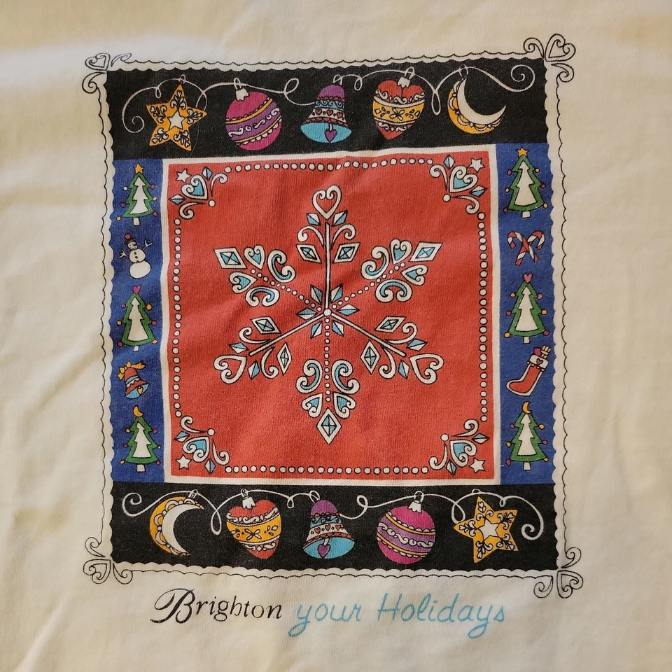 Camisa Brighton Your Holidays Vintage Puntada Única XL 90s Yunque EE. UU. Navidad Foto 2 de 4