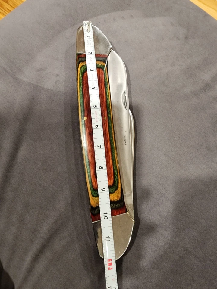 Винтажный из нержавеющей стали служанка 3 лезвия тяжелый нож - 12 сложенный, 20 дюймов в длину - Изображение 2 из 4