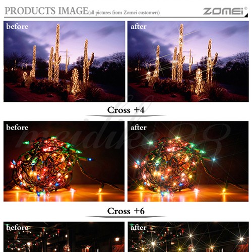 Zomei 72mm Star-Effect Cross Starburst Twinkle Lens + 4+6+8 Points Star Filter - Picture 9 of 11