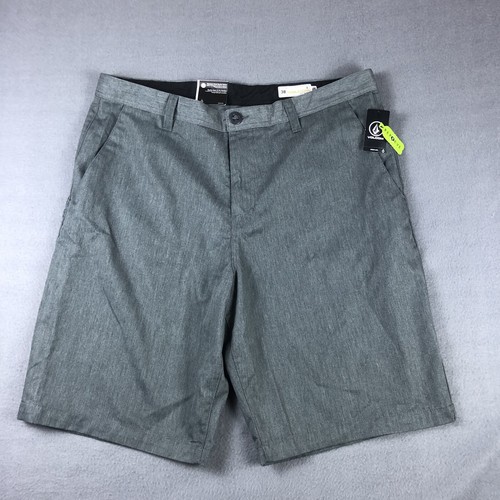 NWT Volcom Frickin Chino Shorts Mens 38 Regular Fit Gray Flat Front Relaxed Rise