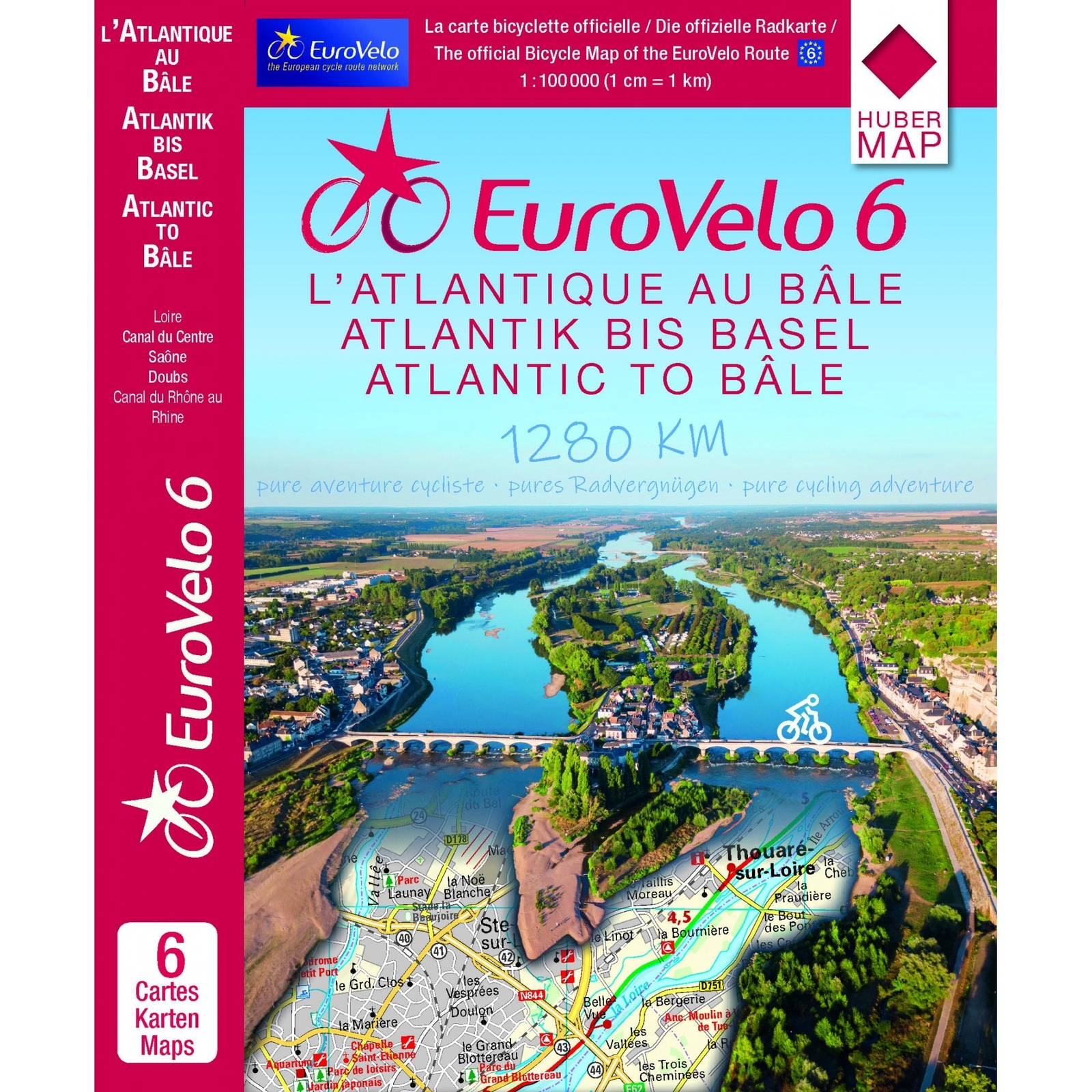 France EuroVelo6 long distance route Atlantic to Basel via Loire cycling map set