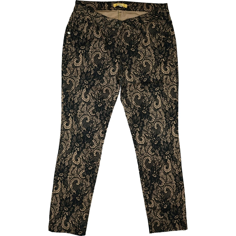 BIBA Damen Stretch Jeans Hose Slim mid Rise 42 XL W32 L32 Beige Schwarz Muster - Bild 1 von 4