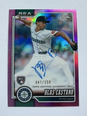 Blas Castano AUTO PINK REFRACTOR /250 RC 2026 Topps Chrome Mariners RA-BCA