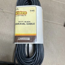 50' Foot Coaxial Video Cable RG59U 75ohm, Black 50' ft