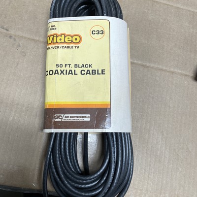 50' Foot Coaxial Video Cable RG59U 75ohm, Black 50' ft