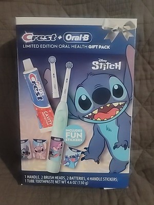 Oral-B Crest Limited Edition Disney Stitch Gift Set Toothbrush 2 Brush Heads NIB