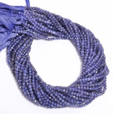 Natural Iolite Gemstone Round Shape Faceted Beads 3 mm Strand 12.5" AB-575