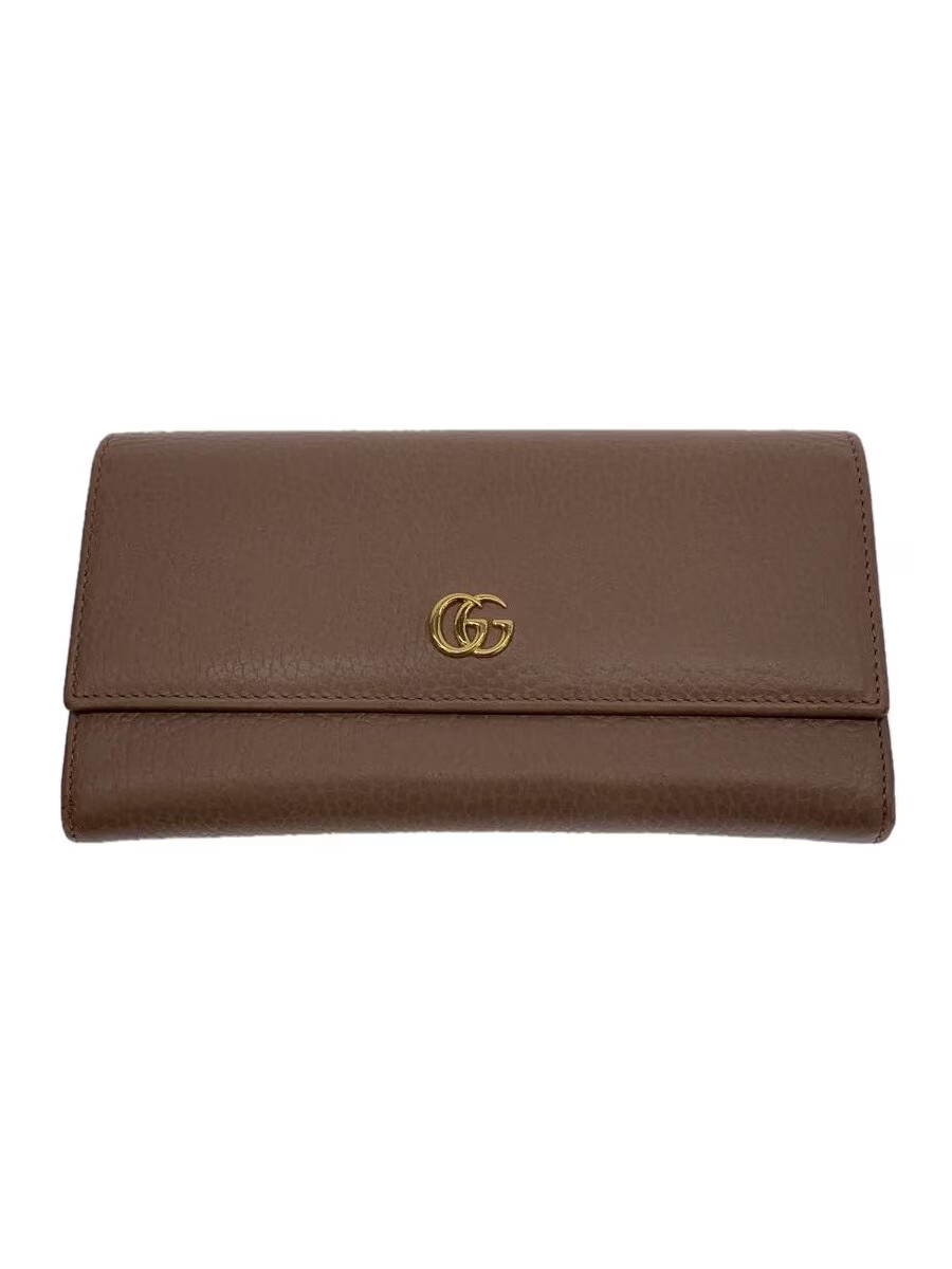 GUCCI Long Wallet GG Marmont Leather Brown Women s
