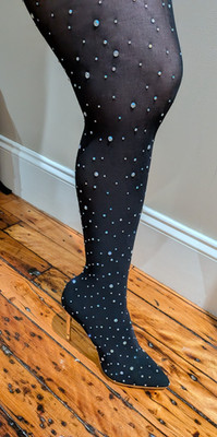 Black Rhinestone Thigh High Stiletto Boots EU 41 US 10 Y2K Glam Gold Heel OTK