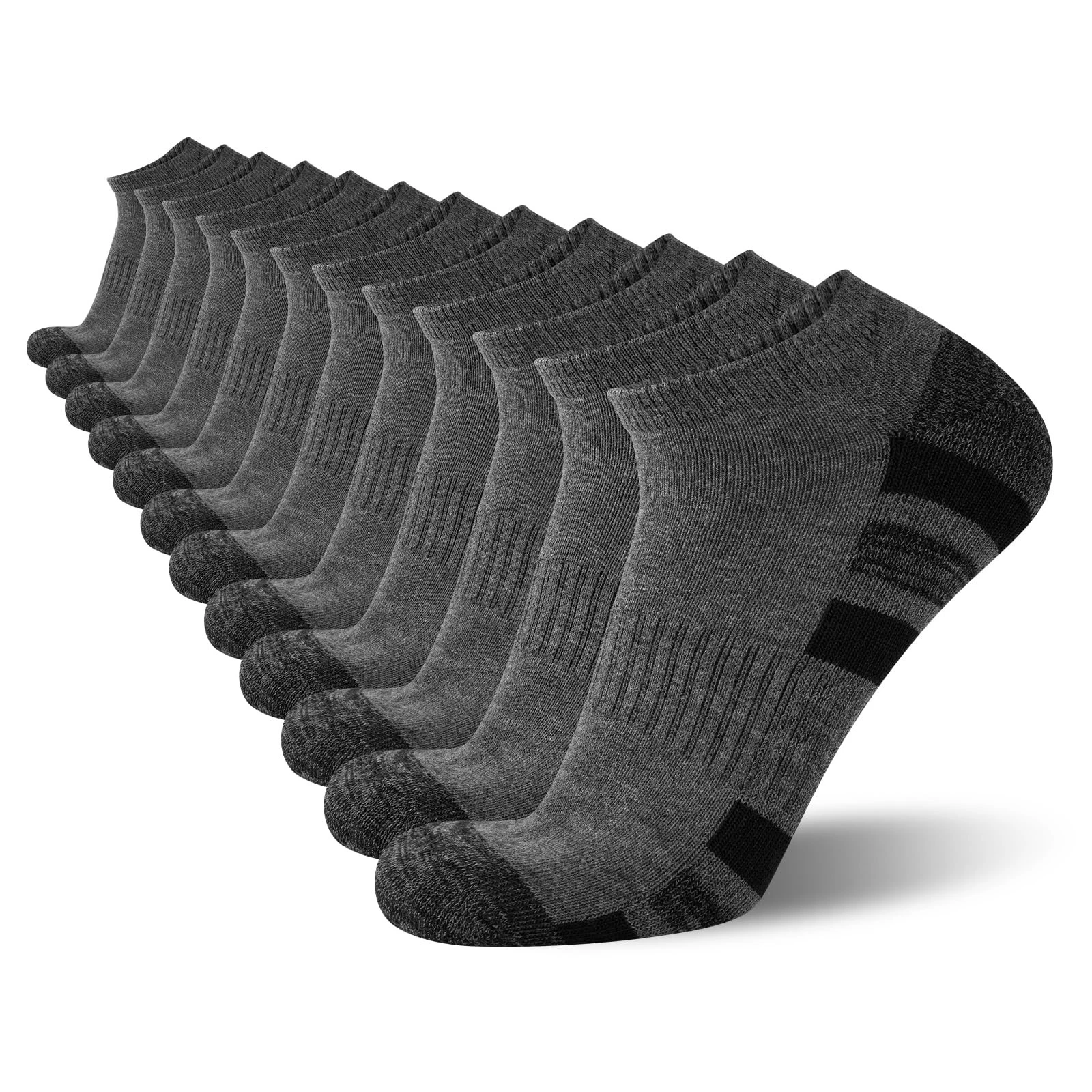12 Pairs Men Ankle Socks Low Cut Cushioned Comfort Breathable Casual Sock