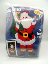 Vintage Bucilla Felt Applique SANTA CLAUS 5 ft. Wall Door Hanging Kit 84017 NEW