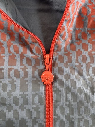 Jinx Mens Gamer Windbreaker Jacket Gray Orange Pixel Skull Logo XXXL 3XL image 5