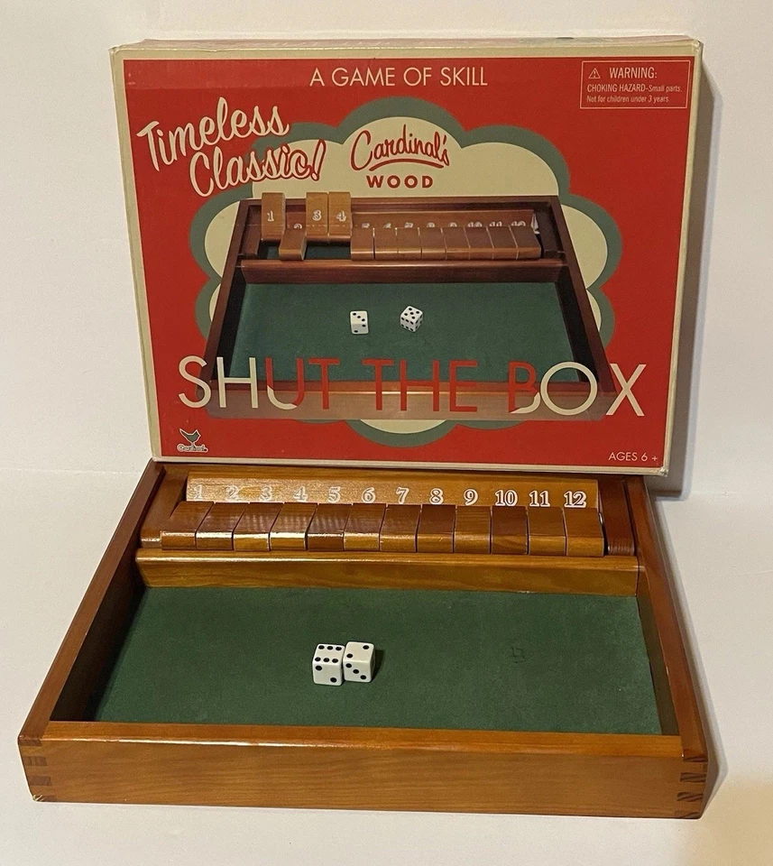 Juego clásico atemporal de madera Shut The Box Cardinal's sin instrucciones Foto 2 de 2