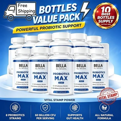 Bella All Natural Probiotics Max Day - 60 Billion CFU, 8 Strains,600(10 Bottles)