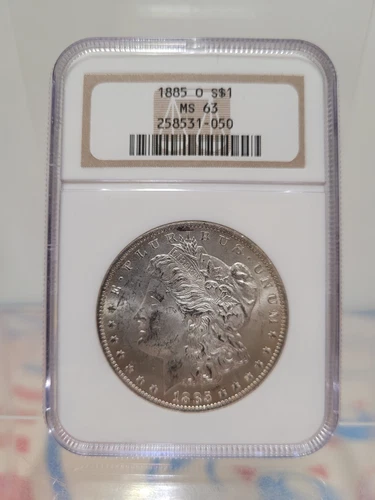1885 O Morgan Silver Dollar NGC Graded MS 63 New Orleans Mint