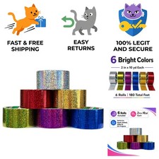 Heavy-Duty Assorted Colored Duct Tapes - 6 Sparkling Rolls for Creative Projects