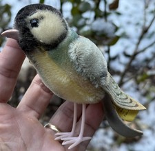Vintage Grey Steiff Bird 4  Original German Steiff Bird w/ Steiff Silver Button